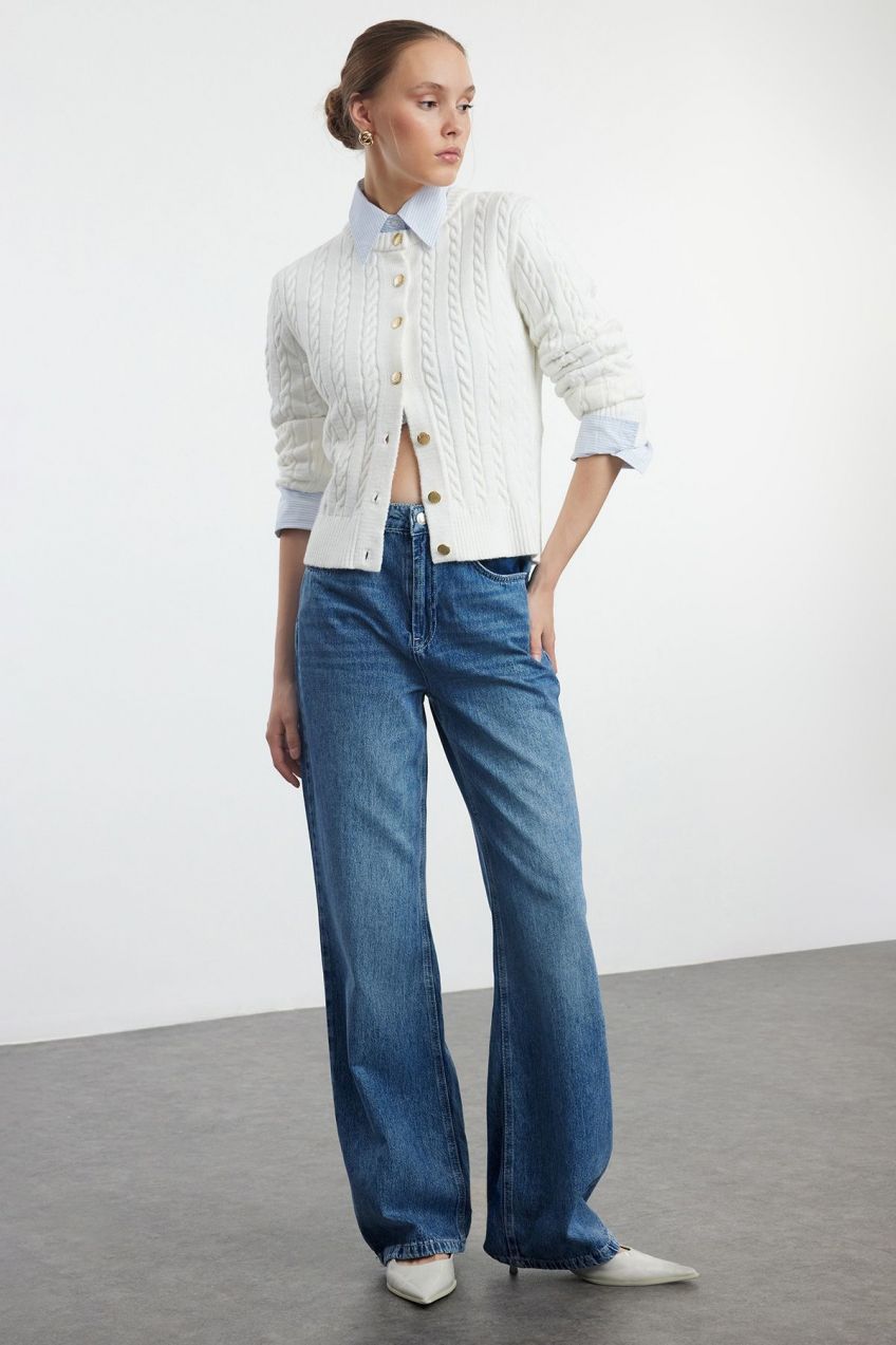 Trendyol Blue High Waist Wide Leg Jeans