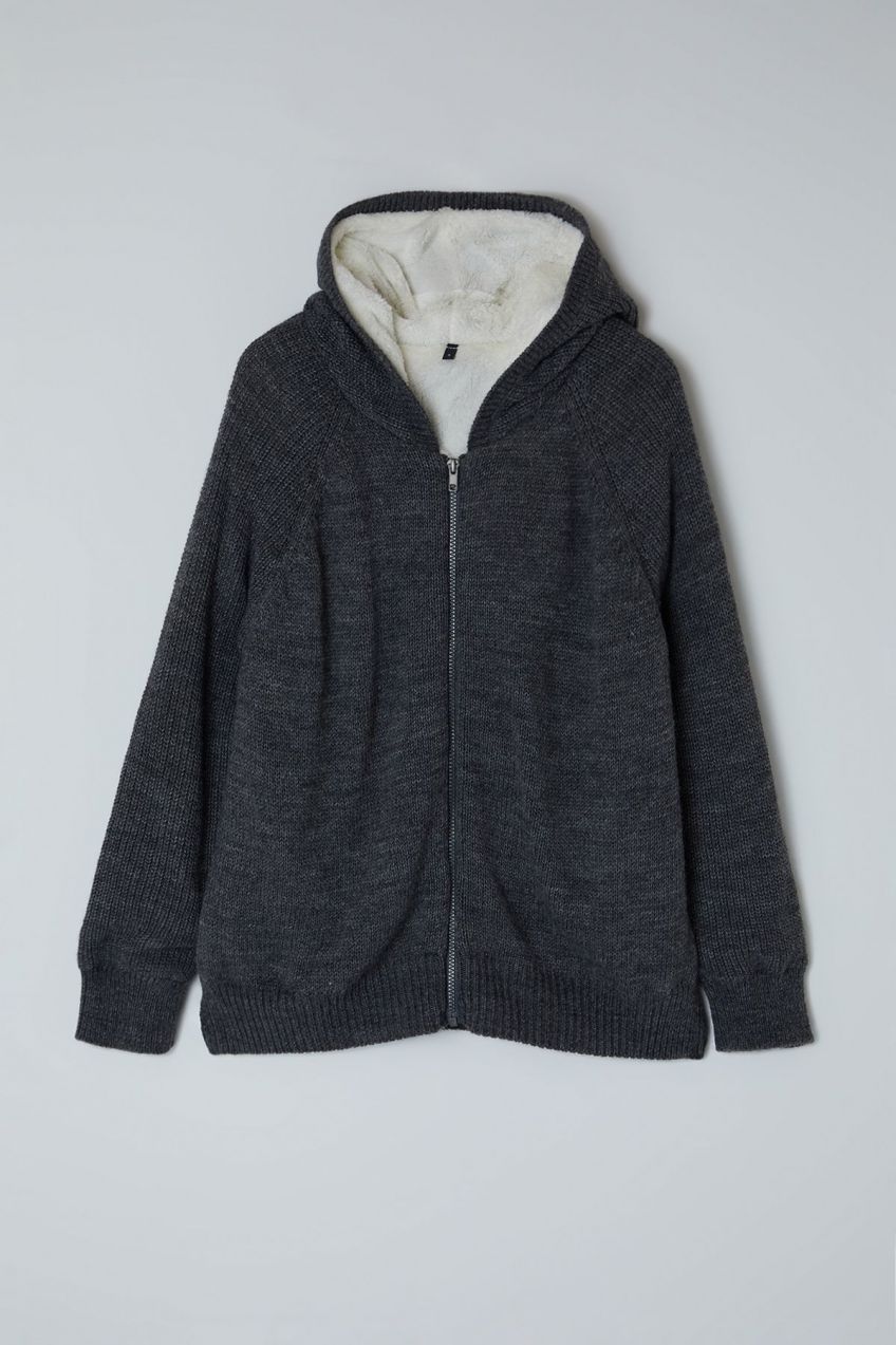 Trendyol Anthracite Hooded Knitwear Cardigan