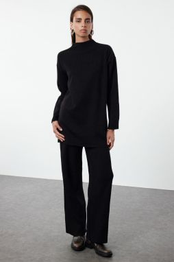Trendyol Black Ribbed Knitted Sweater Bottom-Top Set