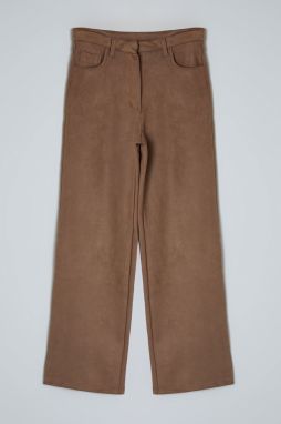 Trendyol Limited Edition Dark Brown Suede Wide Leg Pants