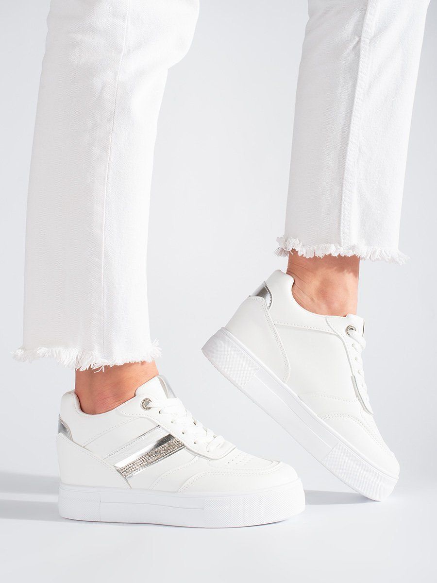 Shelvt White sneakers with a hidden wedge