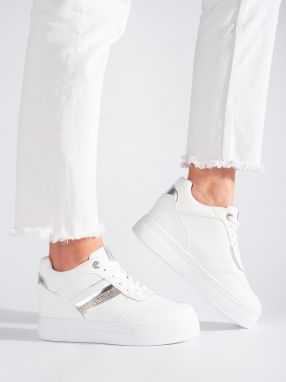 Shelvt White sneakers with a hidden wedge