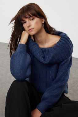 Trendyol Indigo Soft Textured Lace Collar Knitwear Sweater