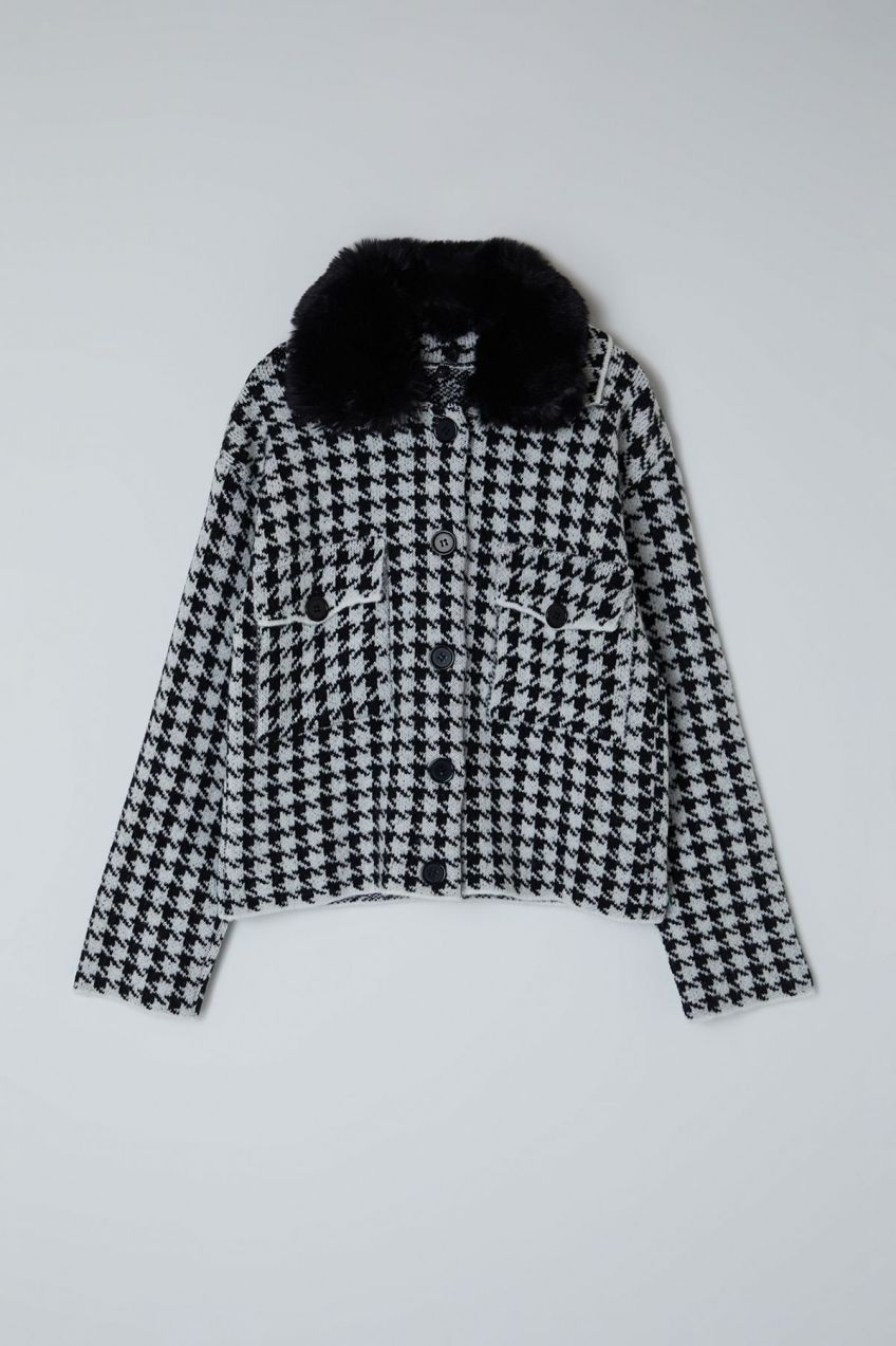 Trendyol Black Soft Texture Für Detail Coat Knitwear Cardigan