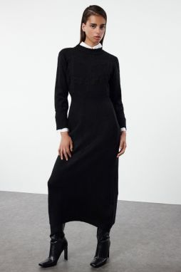 Trendyol Black Lace Detailed Soft Textured Knitwear Dress