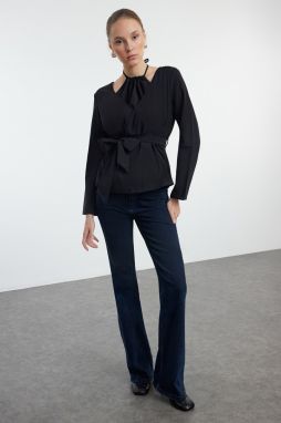 Trendyol Black Double Breasted Double Layer Blouse Detailed Woven Blouse