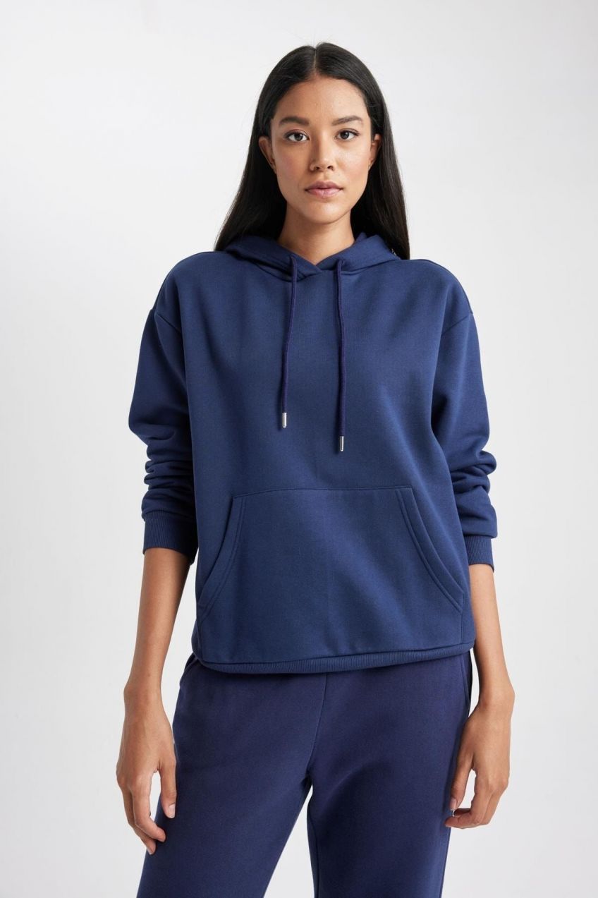 DEFACTO Relax Fit Hooded Thick Sweatshirt