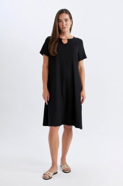 DEFACTO Regular Fit Crew Neck Wrapped Short Sleeve Dress