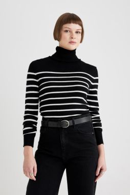 DEFACTO Regular Fit Striped Turtleneck Sweater