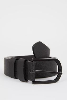 DEFACTO Men's Oval Buckle Faux Leather Classic Belt