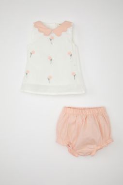 DEFACTO Baby Girl Embroidered Sleeveless Blouse Linen Panties Set of 2