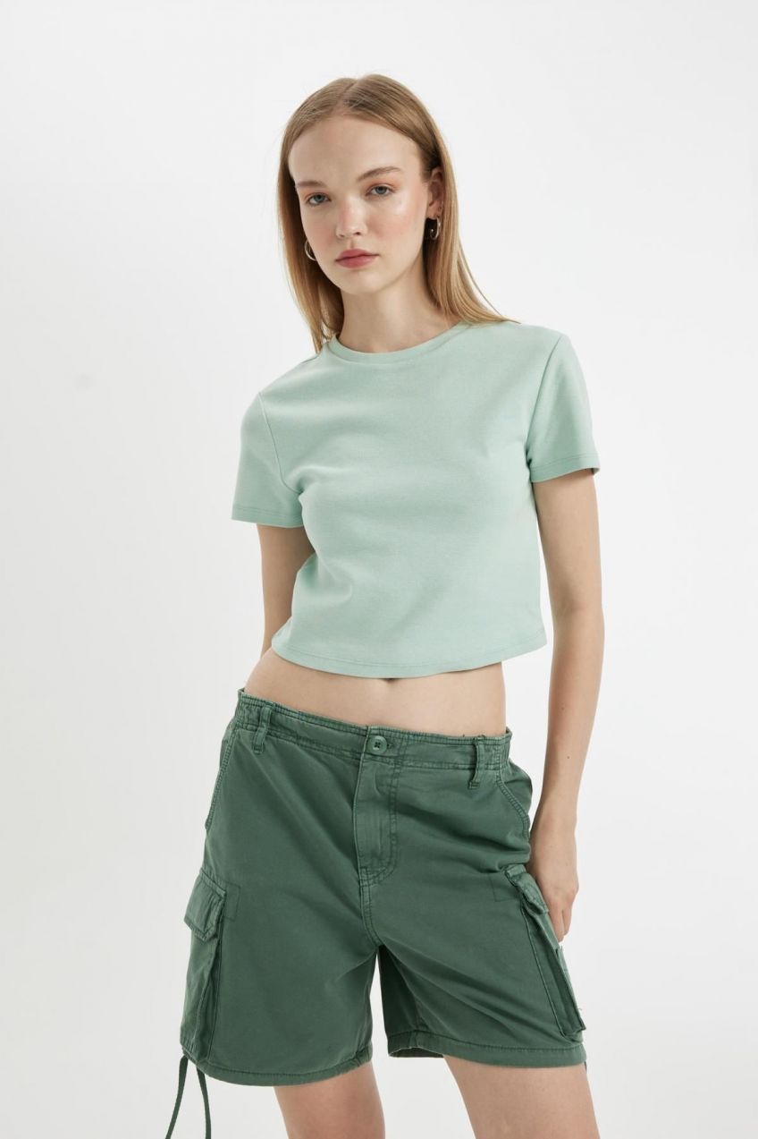 DEFACTO Cool Fitted Ribbed Short Sleeve T-Shirt