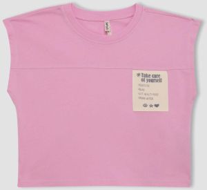 DEFACTO Girls Boxy Fit Printed Short Sleeve T-Shirt