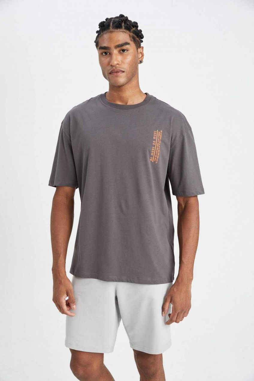 DEFACTO Fit Oversize Fit Crew Neck Printed Short Sleeve T-Shirt