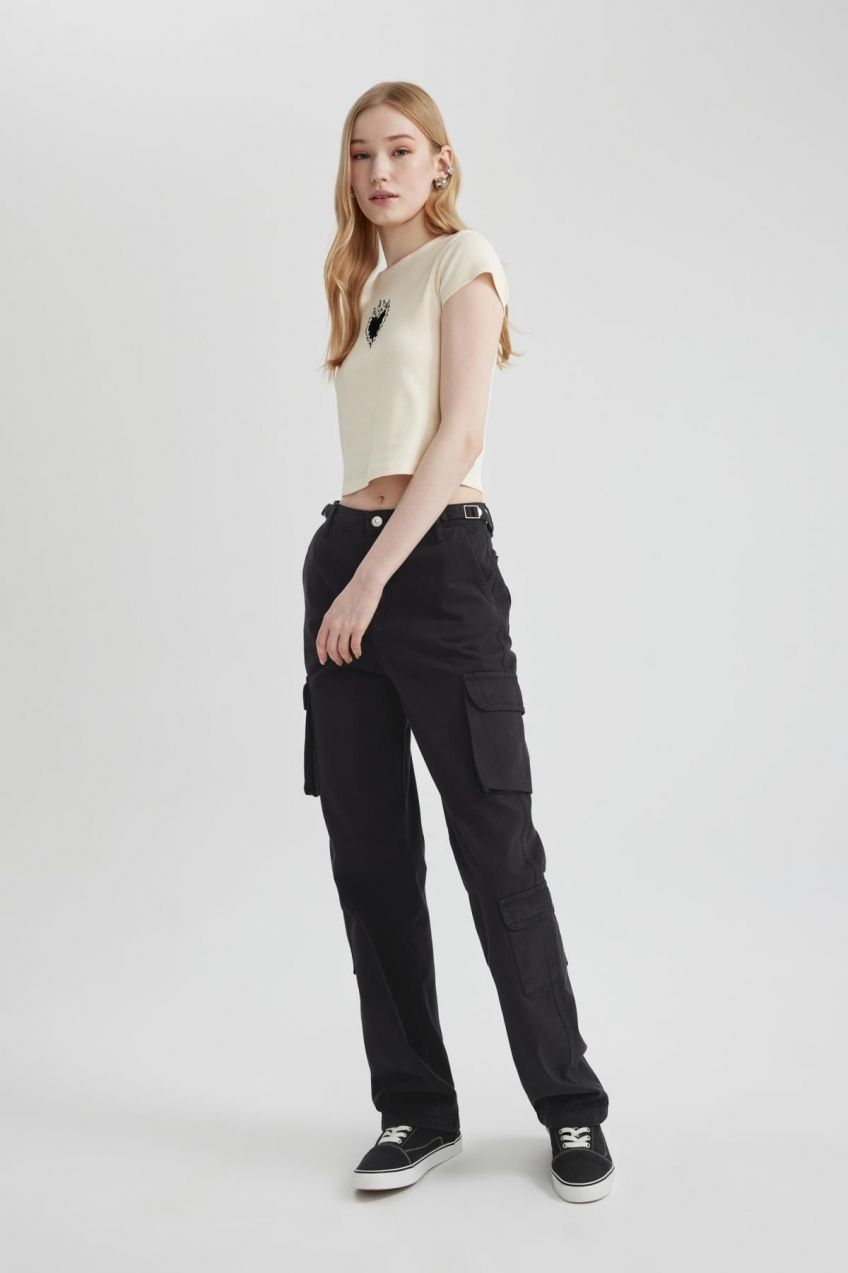 DEFACTO Cool Straight Fit Cargo Gabardine Trousers