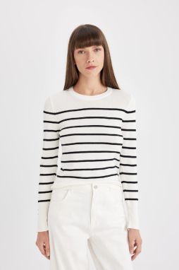 DEFACTO Regular Fit Crew Neck Striped Sweater