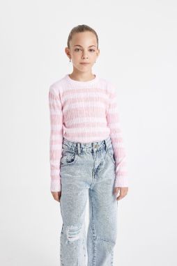 DEFACTO Girl's Standard Fit Crew Neck Sweater