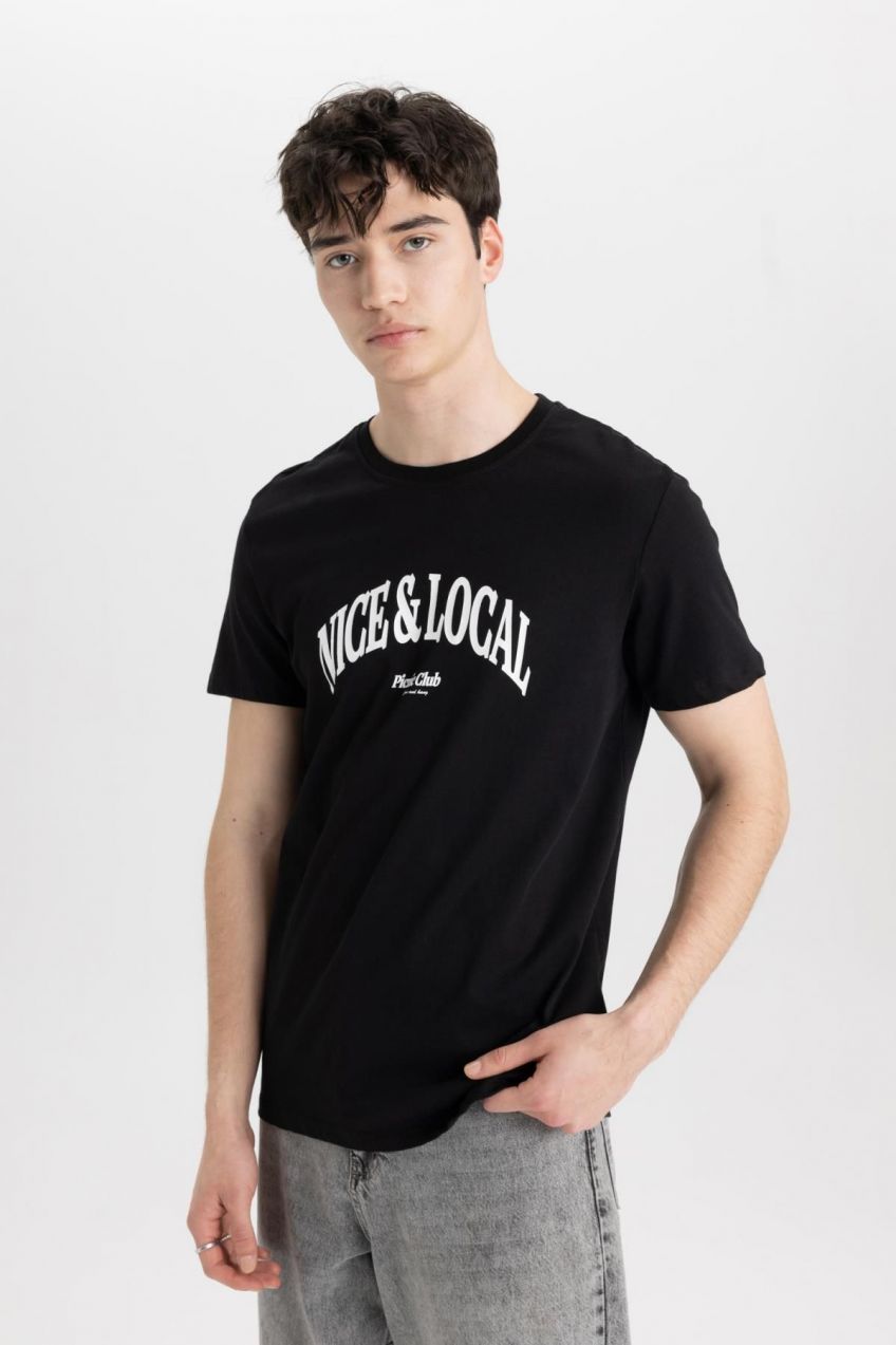 DEFACTO Slim Fit Crew Neck Printed Short Sleeve T-Shirt