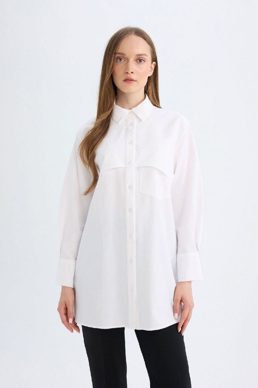 DEFACTO Relax Fit Poplin Long Sleeve Shirt Tunic