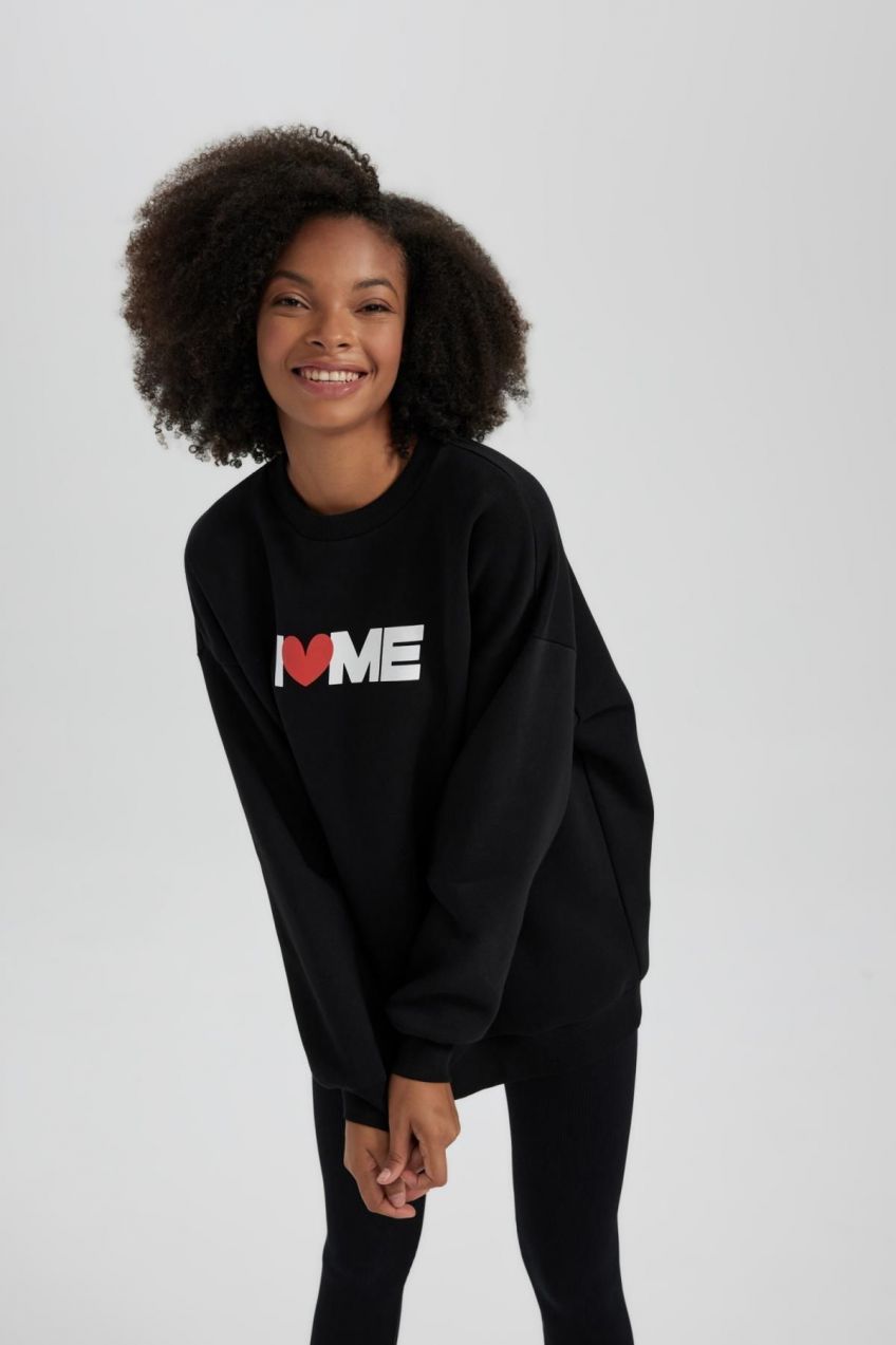 DEFACTO Oversize Fit Crew Neck Thick Sweatshirt
