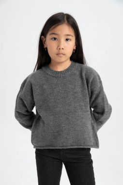DEFACTO Girl's Standard Fit Crew Neck Sweater