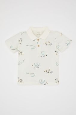 DEFACTO Baby Boy Animal Patterned Pique Short Sleeve Polo T-Shirt