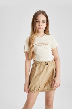 DEFACTO Girls Slim Fit Printed Ribbed Camisole Short Sleeve T-Shirt