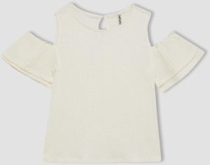 DEFACTO Girl's Crew Neck Wrapped Short Sleeve T-Shirt