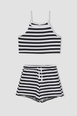 DEFACTO Girls' Striped Athlete Shorts 2-Piece Set