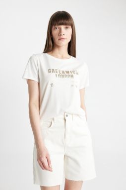 DEFACTO Regular Fit Crew Neck Printed Short Sleeve T-Shirt