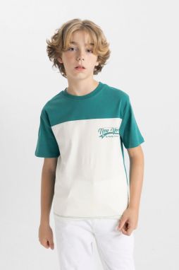 DEFACTO Boy's Crew Neck Color Blocked Short Sleeve T-Shirt