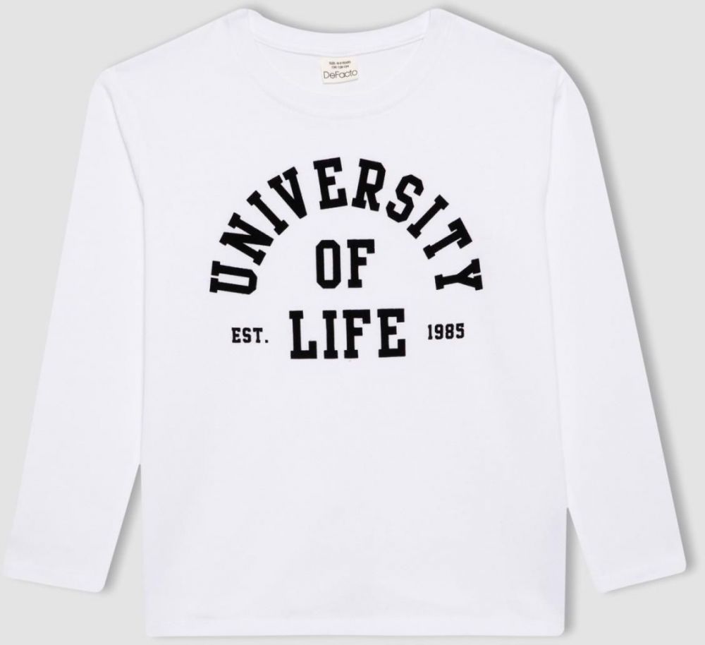 DEFACTO Boy's Crew Neck Printed Long Sleeve T-Shirt