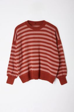 Trendyol Brown Basic Striped Sweatshirt Look Knitwear Sweater