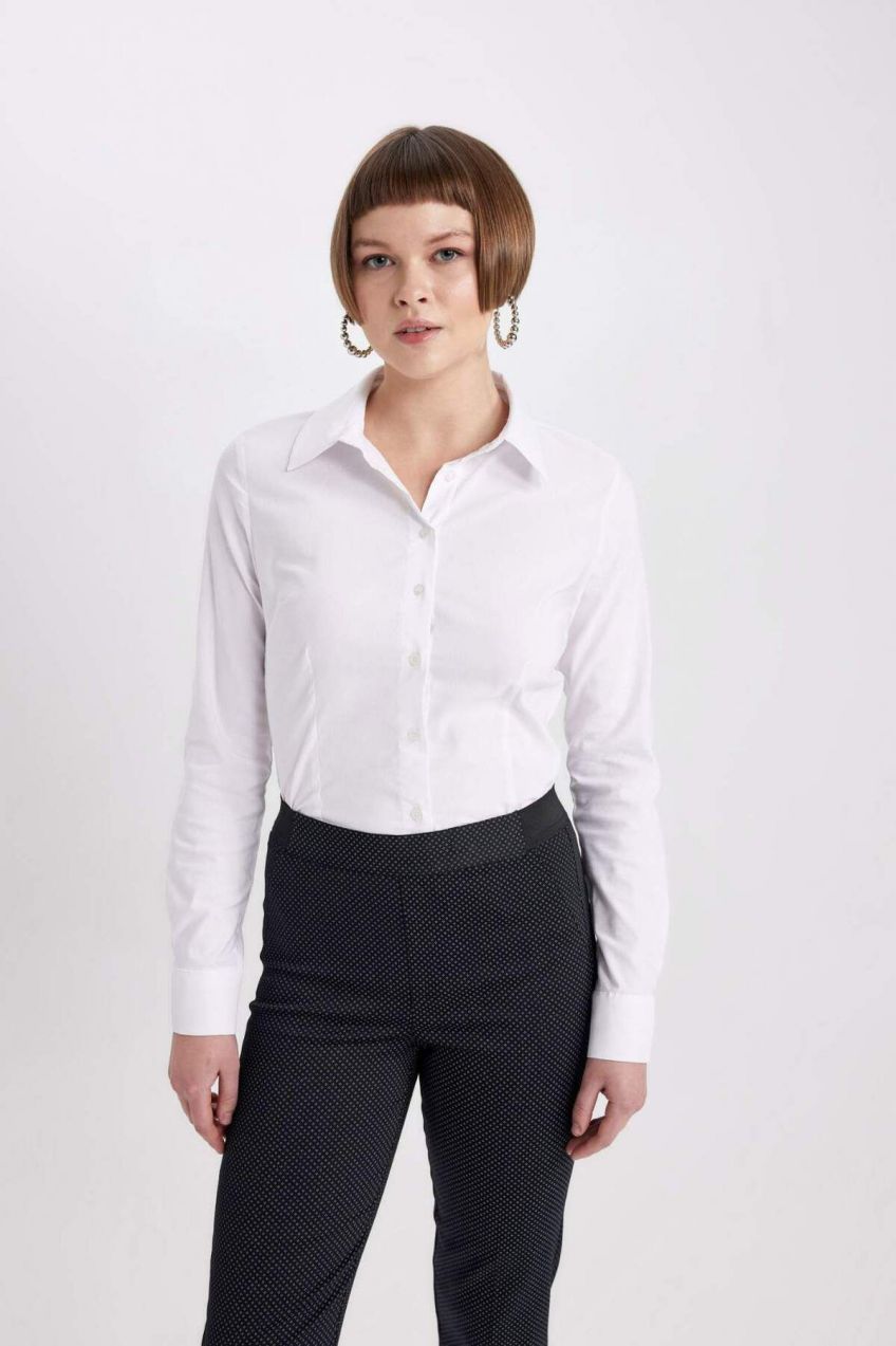 DEFACTO Fitted Long Sleeve Basic Shirt