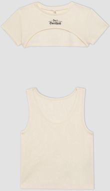 DEFACTO Girl's Ribbed Camisole Bolero Singlet 2-Piece Set