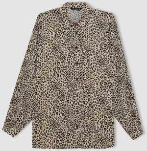 DEFACTO Relax Fit Leopard Print Long Sleeve Shirt