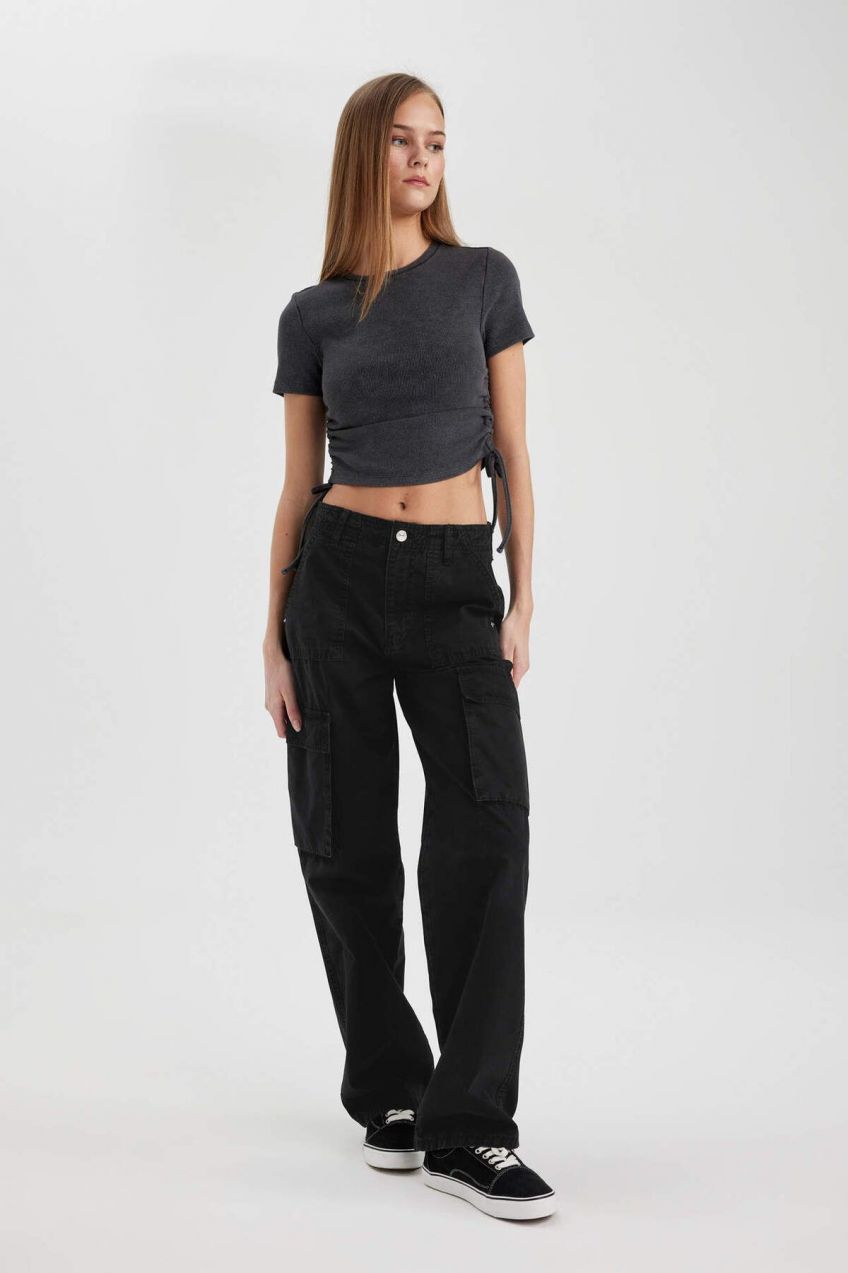 DEFACTO Straight Fit Cargo Pocket Standard Gabardine Trousers
