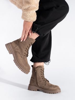 Beige lace-up workers for women Sergio Leone