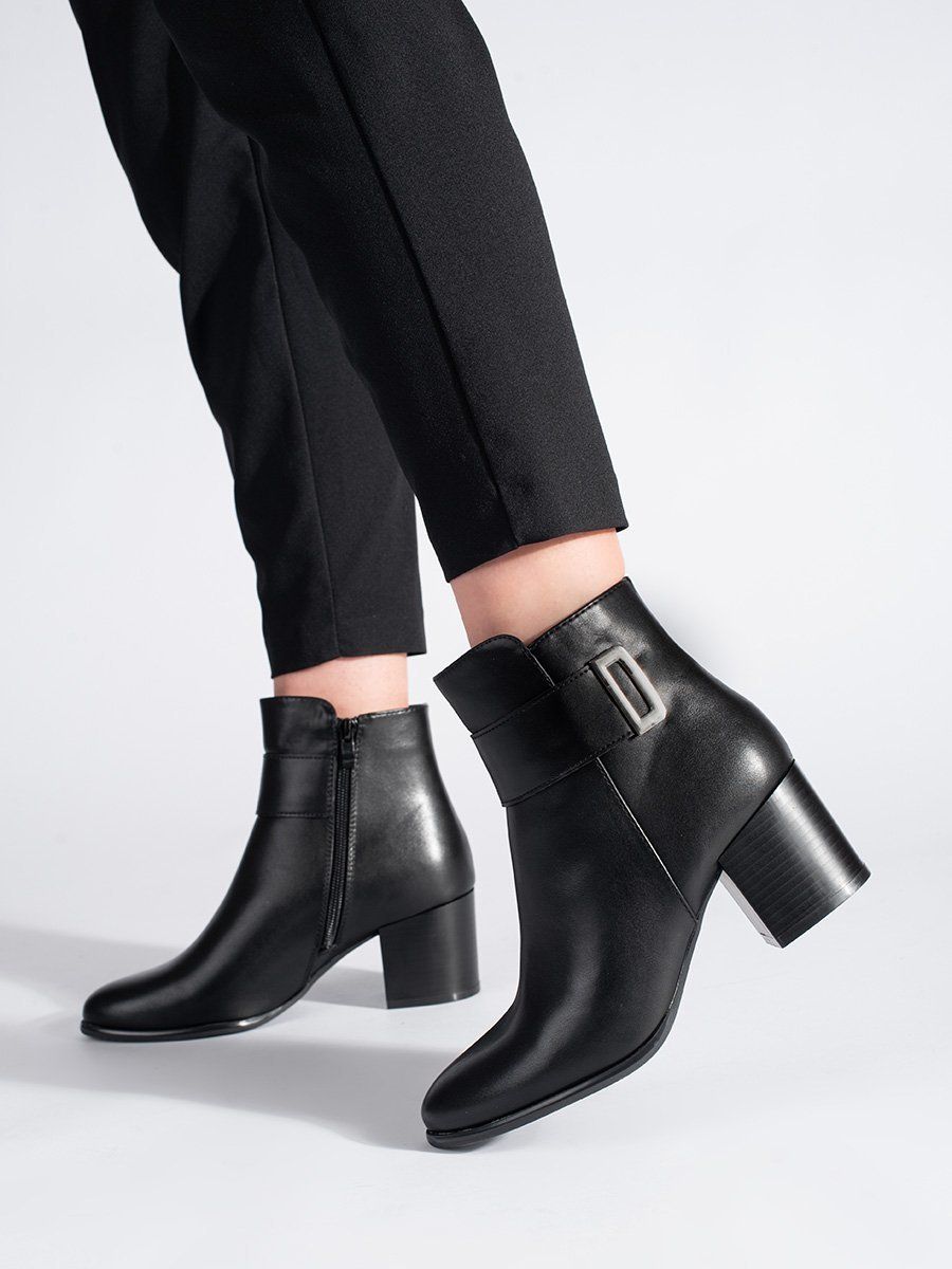 Classic elegant black ankle boots on a heel by Sergio Leone