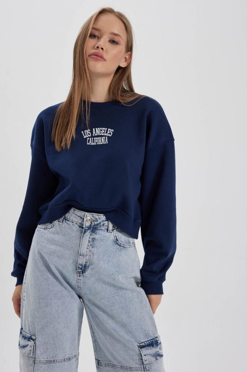 DEFACTO Cool Oversize Fit Crew Neck Thick Sweatshirt