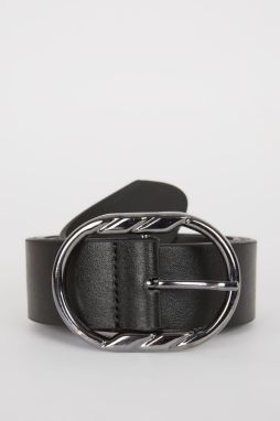 DEFACTO Women's Oval Buckle Faux Leather Classic Belt