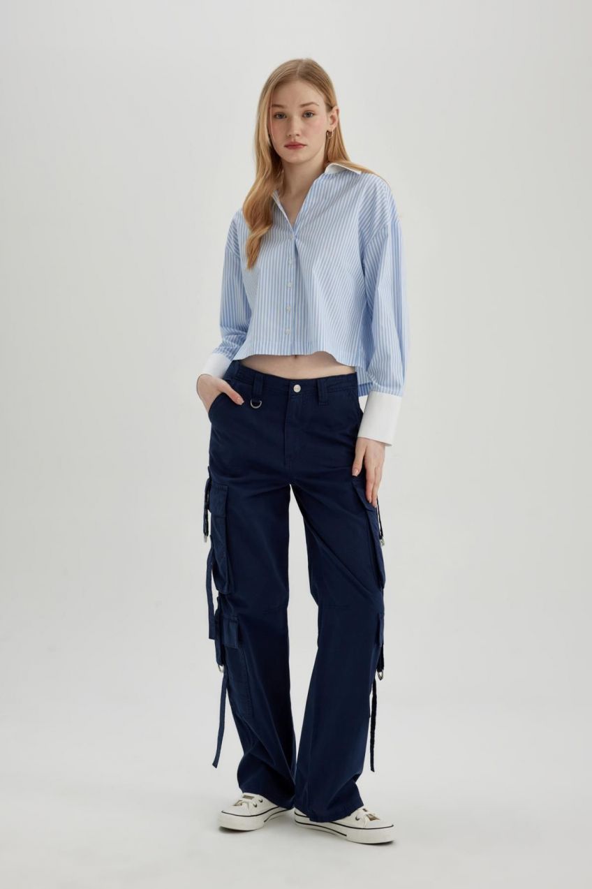 DEFACTO Cool Wide Leg Wide Leg Cargo Gabardine Trousers