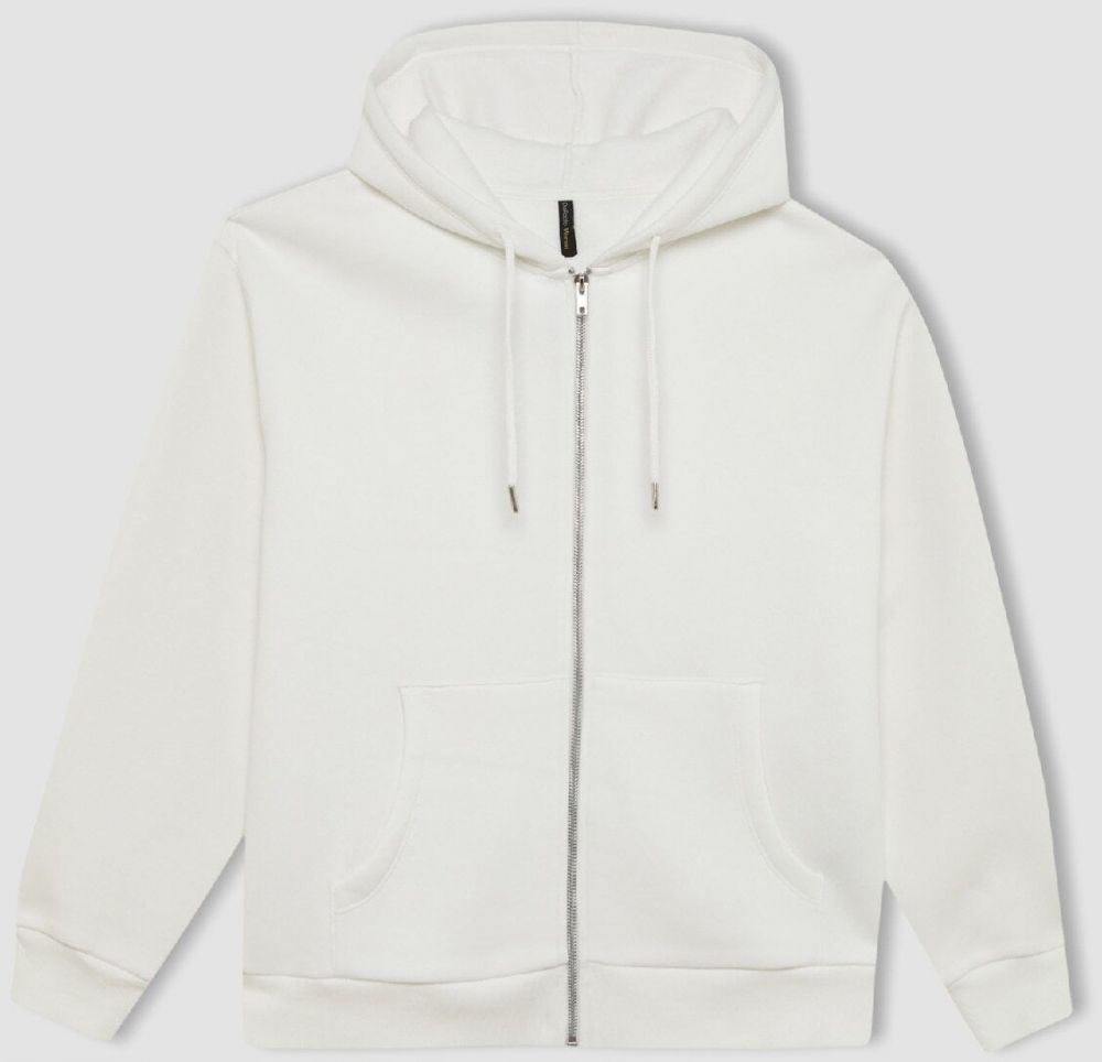 DEFACTO Relax Fit Hooded Thick Zippered Sweatshirt Cardigan