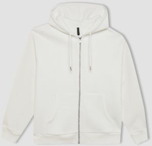 DEFACTO Relax Fit Hooded Thick Zippered Sweatshirt Cardigan