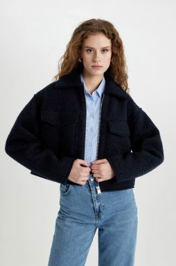 DEFACTO Regular Fit Polo Collar Cashmere Jacket