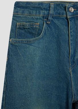 DEFACTO Comfort Mom High Waist Long Jean Washed Trousers