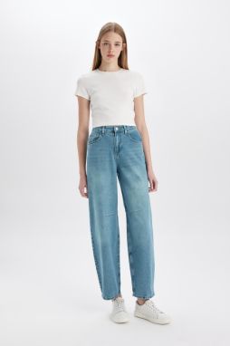 DEFACTO Baggy Fit High Waist Long Washed Jean Trousers