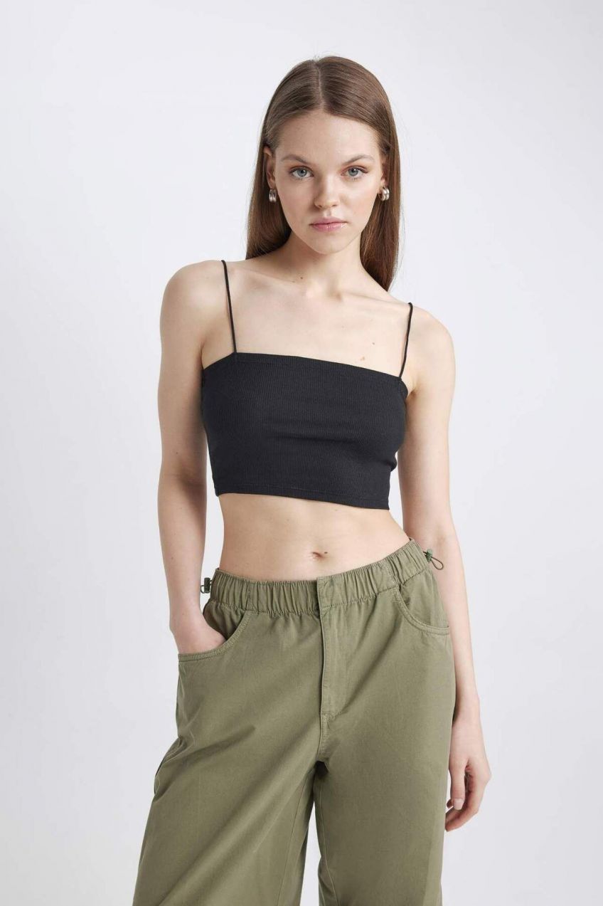 DEFACTO Cool Skinny Fit String Strap Cotton Crop Top