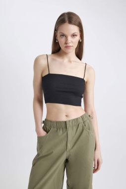 DEFACTO Cool Skinny Fit String Strap Cotton Crop Top