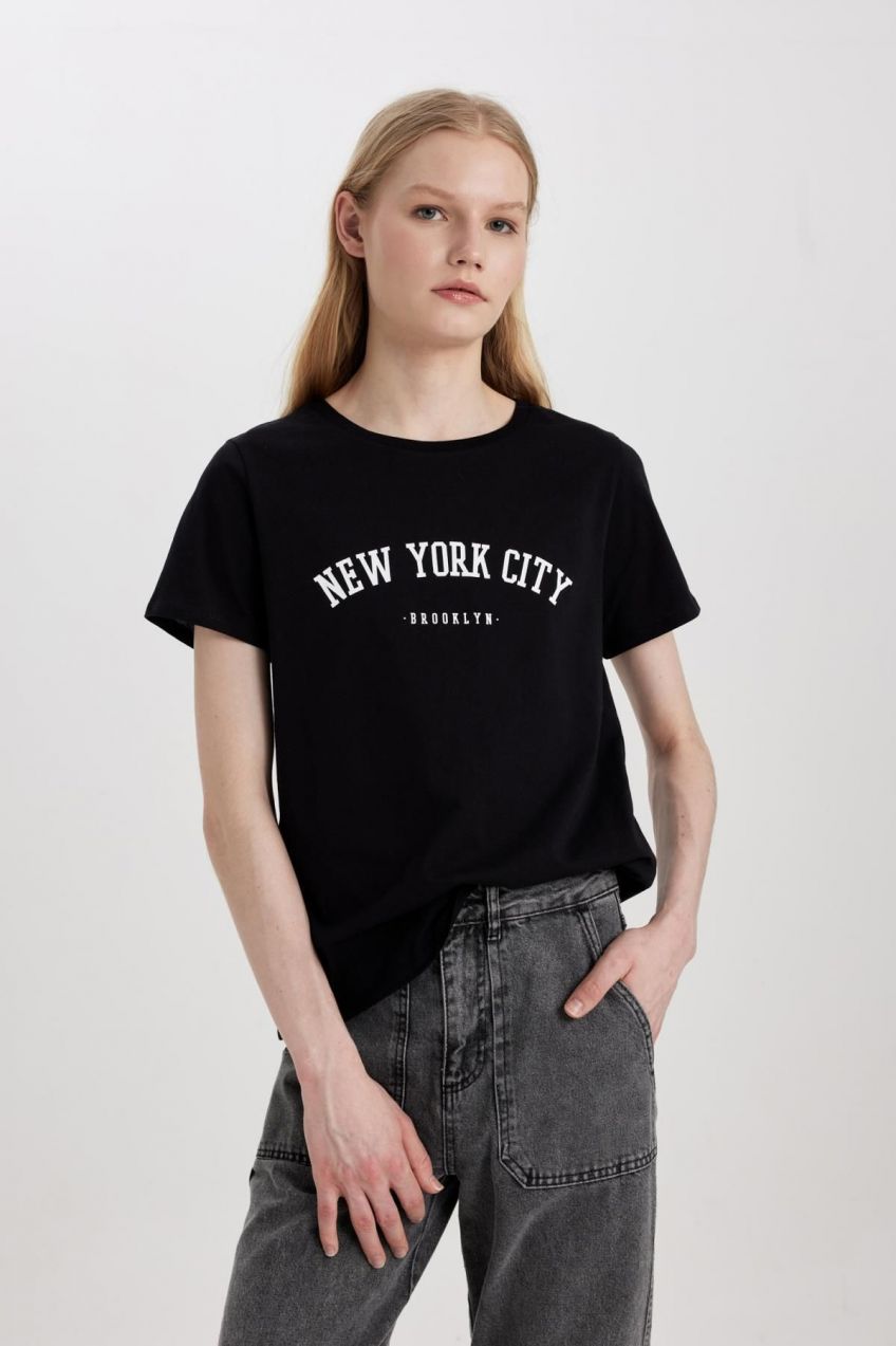 DEFACTO Regular Fit Crew Neck Printed Short Sleeve T-Shirt
